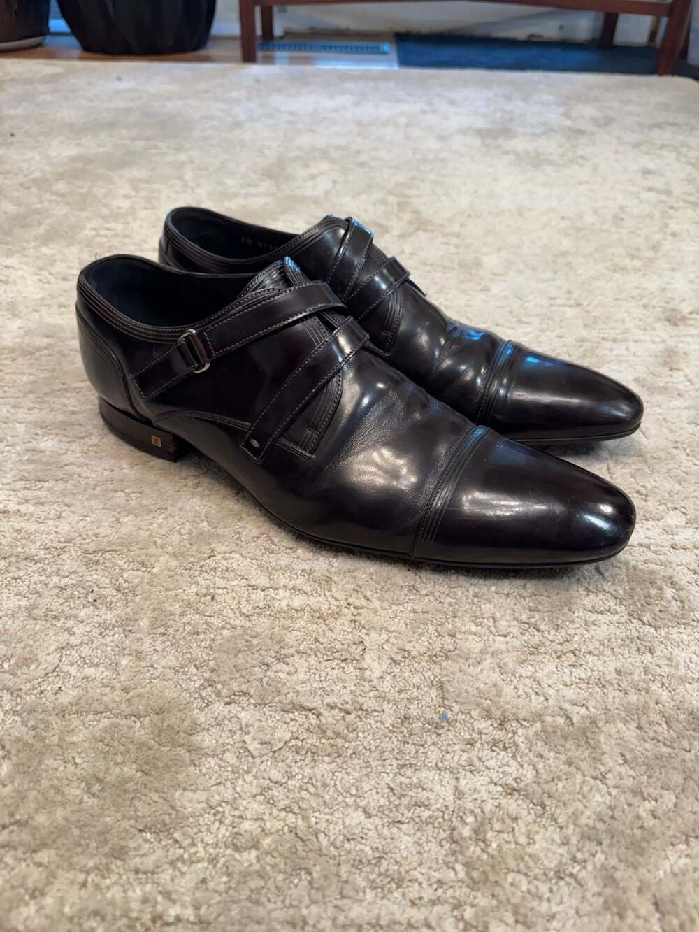 Louis Vuitton Men's Leather Double Monk Strap Dress Shoes